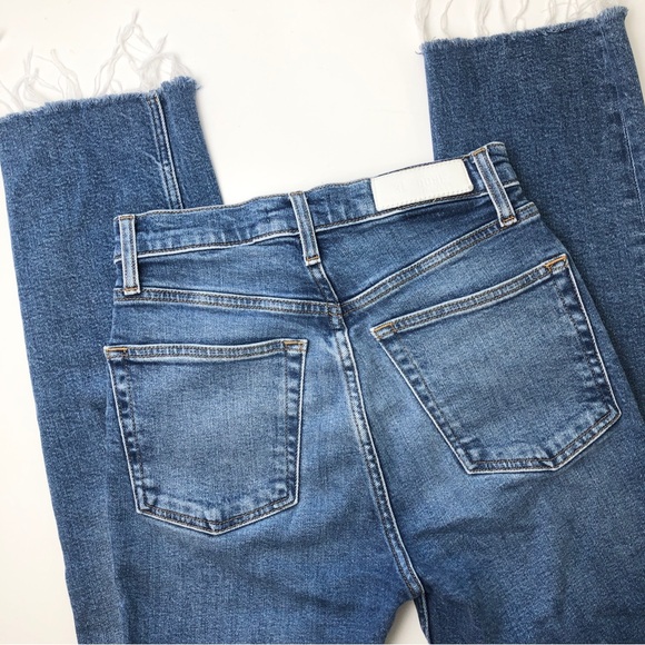 Re/Done Denim - Redone 70s Ultra High Rise Stove Pipe Vintage Indigo Destroy‎ Size 26